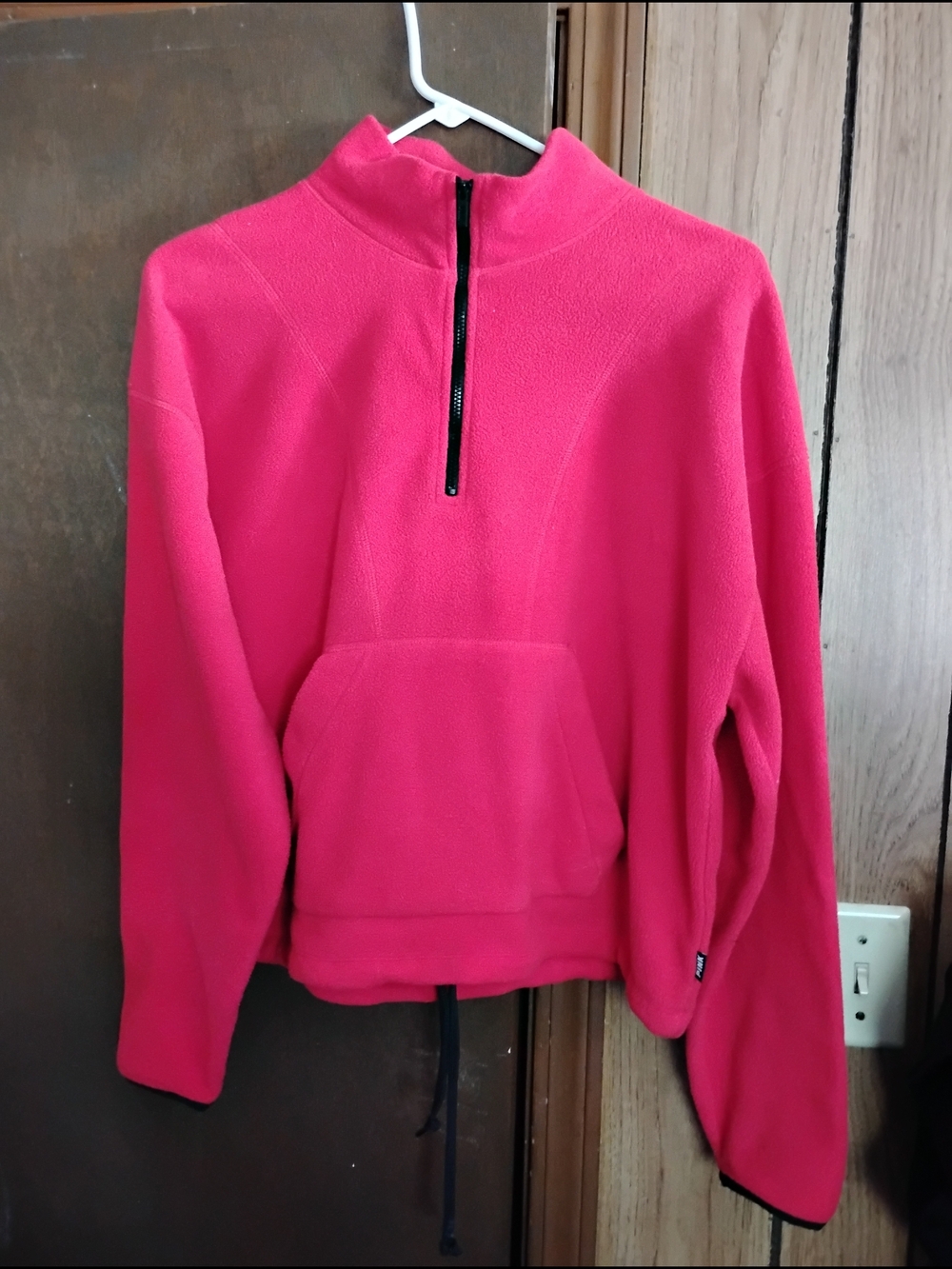 PINK Victoria's Secret Hot Pink Quarter-Zip Fleece Pullover
